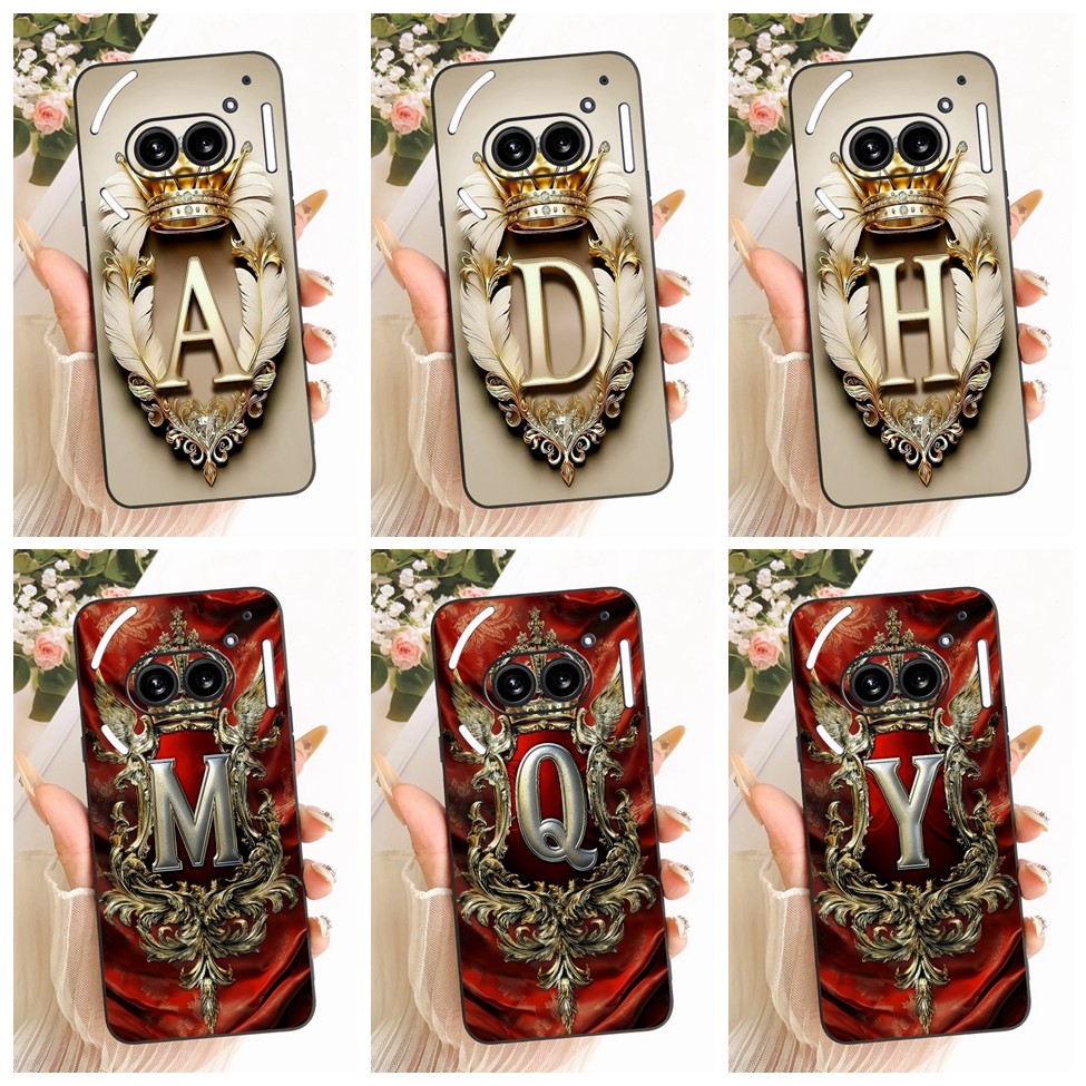 Nothing Phone 2A Cover Case A142 Luxury Crown A-Z Letters 2D Flat Pattern Soft Phone Case Nothing Ph