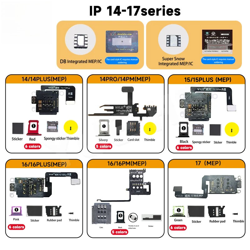 WYLIE Phiên bản US ESiM Chuyển đổi sang Thẻ 2-SiM Giải pháp tích hợp MEP Hỗ trợ DB IC cho iPhone 14-