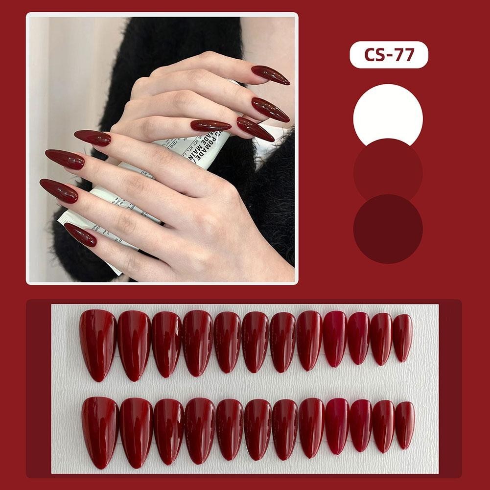[TOTO] Miếng dán móng tay giả màu đỏ đeo nhãn dán móng tay nghệ thuật V9c3 [TOTO]