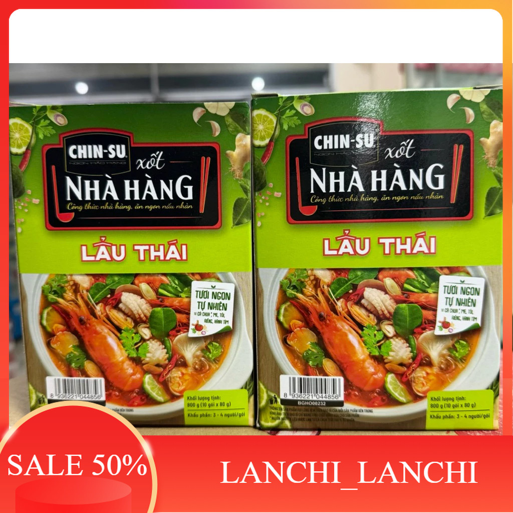 ( Hộp 10 Gói) Lẩu Thái Chinsu  (80g/1 gói) Hạn Luôn Mới