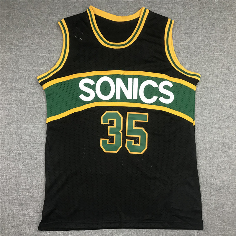 Áo bóng rổ thêu Kevin Durant Sonic No. 35 Xanh Đen
