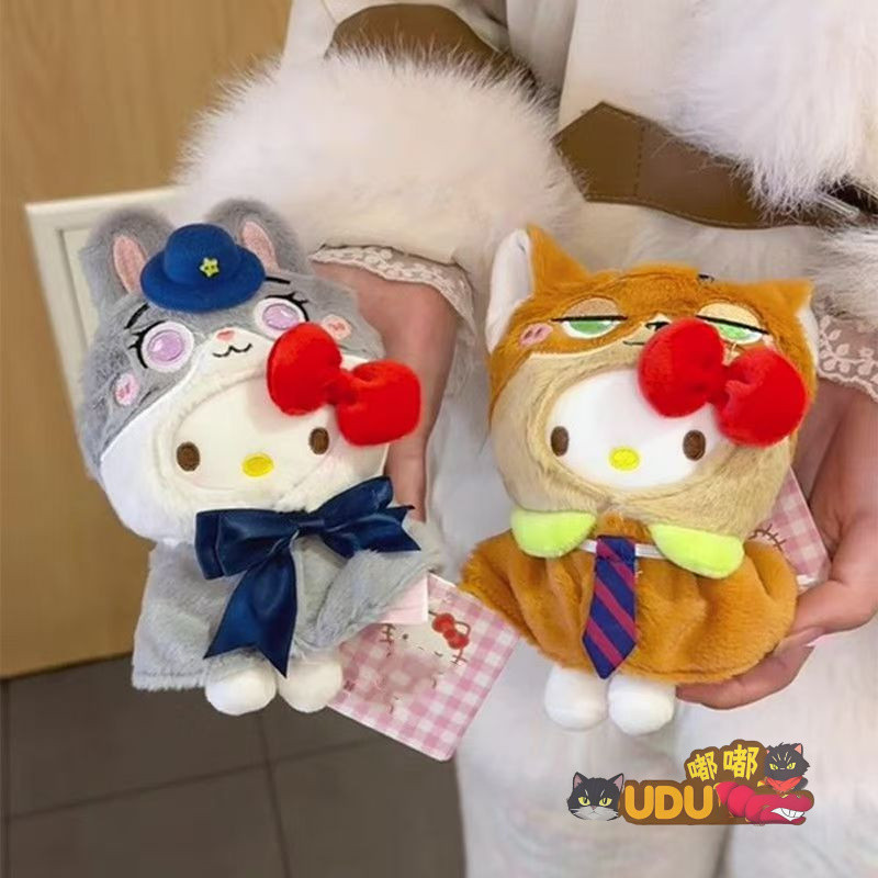 Cross-Dressing Fox Nick hello kitty Móc Khóa Túi Đồ Trang Trí Dễ Thương Hello Kitty cos Judy Búp Bê 