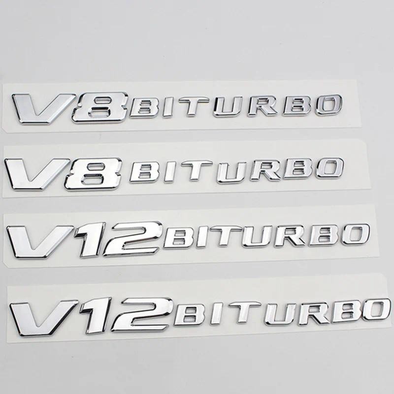 3D ABS V12 V8 BITURBO Biểu Tượng Chữ Cái Logo Xe Fender Huy Hiệu Cho Xe Mercedes AMG C63 E63 W212 W2