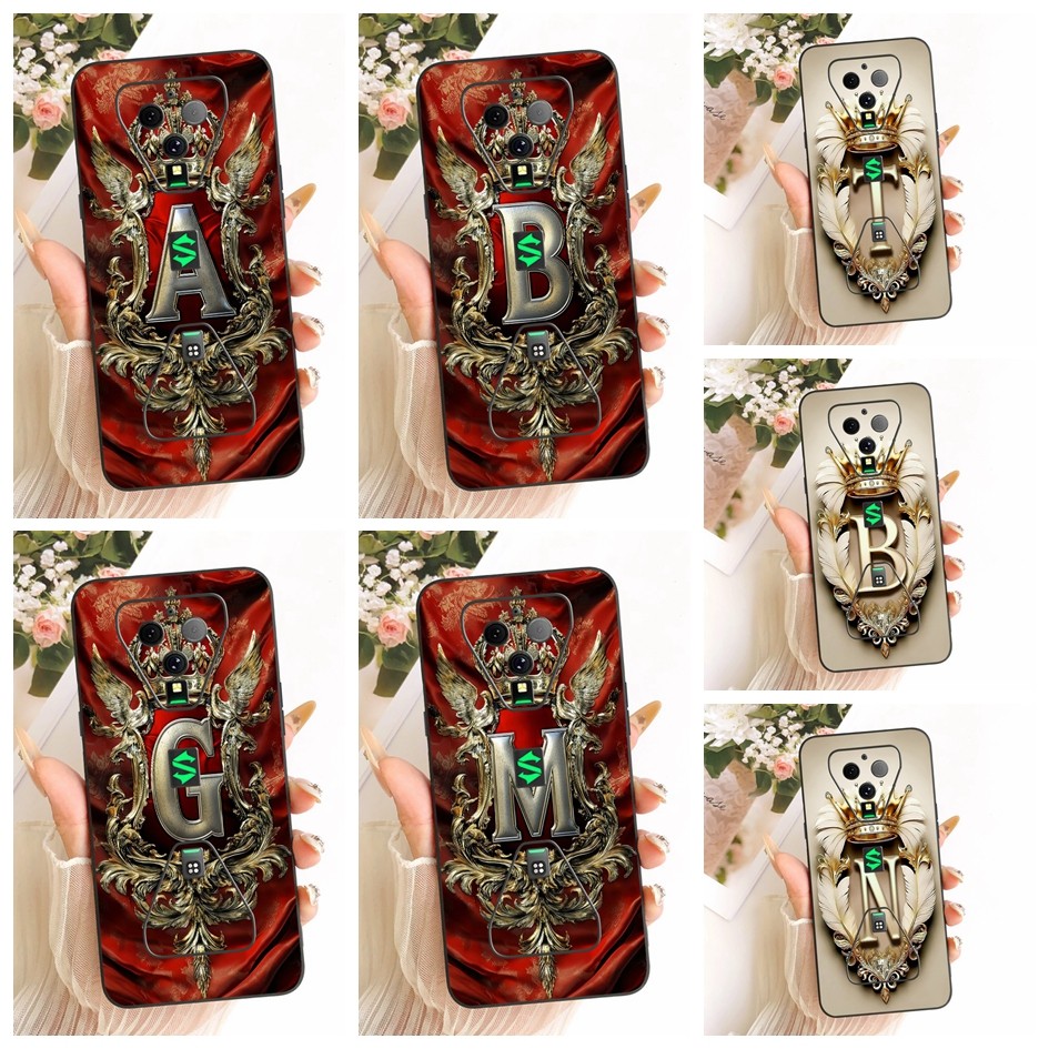 Dành Cho Xiaomi Black Shark 3 3S Vỏ Sang Trọng Chữ Cái Ban Đầu Vương Miện Silicon Mềm Ốp Lưng Cho Xi