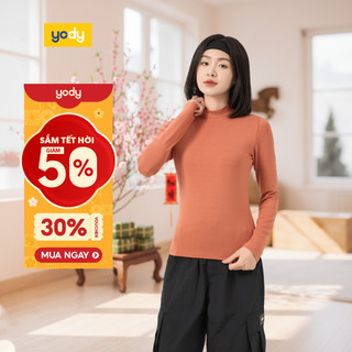  Áo thun giữ nhiệt YODY nữ dài tay vải mềm mịn co giãn giữ ấm WCTL25F020 