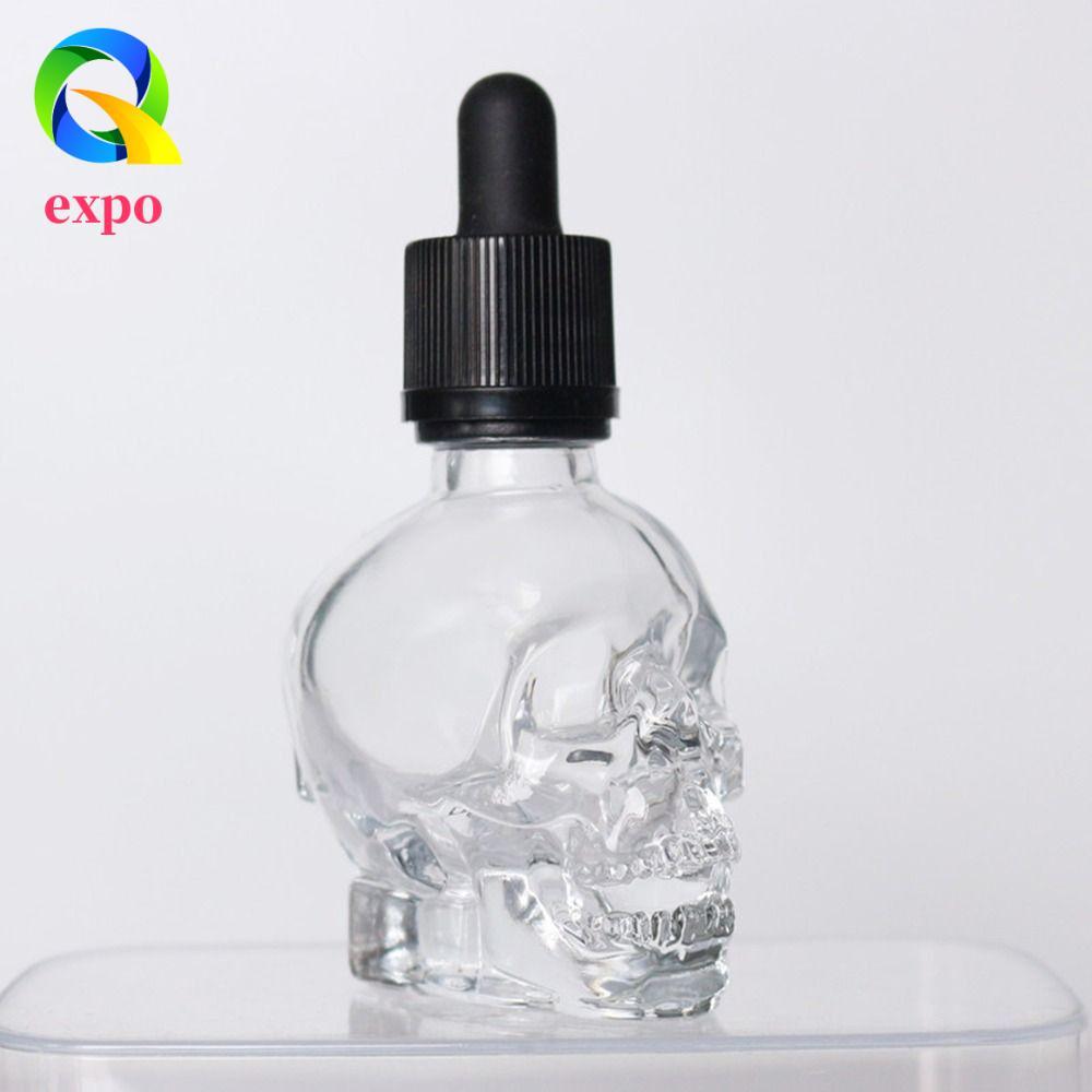 EXPO LIMIT Chai hình đầu lâu, Chai nhỏ giọt dạng lỏng thủy tinh trong suốt rỗng, Thời trang với Pipe