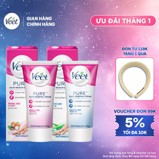   MỚI  Combo 2 hộp Kem tẩy lông Veet Pure hộp cho da nhạy cảm và hộp cho da thường 50g hộp công thức Pure cải tiến 