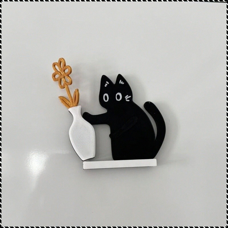 【Magnetic Cat Hair Collector】Cat Push Bottle Fridge Organizer With Flower Holder - Pet Care/Magnetic
