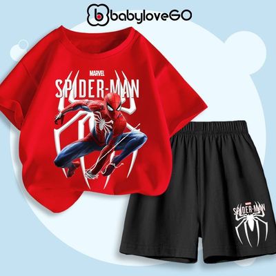 Bộ bé trai MARVEL 2026 quần áo siêu nhân cho bé BabyloveGO in hình siêu anh hùng chất thun cotton AQ-SPM-MV09