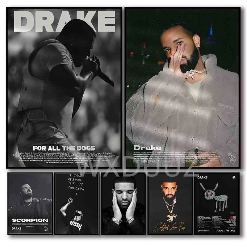 J6EY Classic Pop Wall Art Đen Trắng Drake Concert Cover HD Canvas In Poster Nhà Phòng Khách Trang Tr