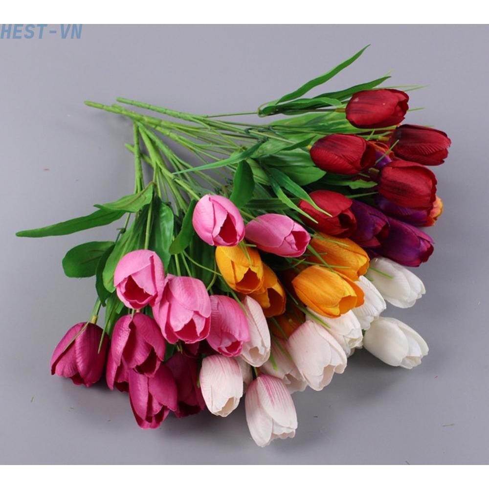 Artificial Tulip Bouquet Fake Flowers UV Resistant Home Party Decoration
