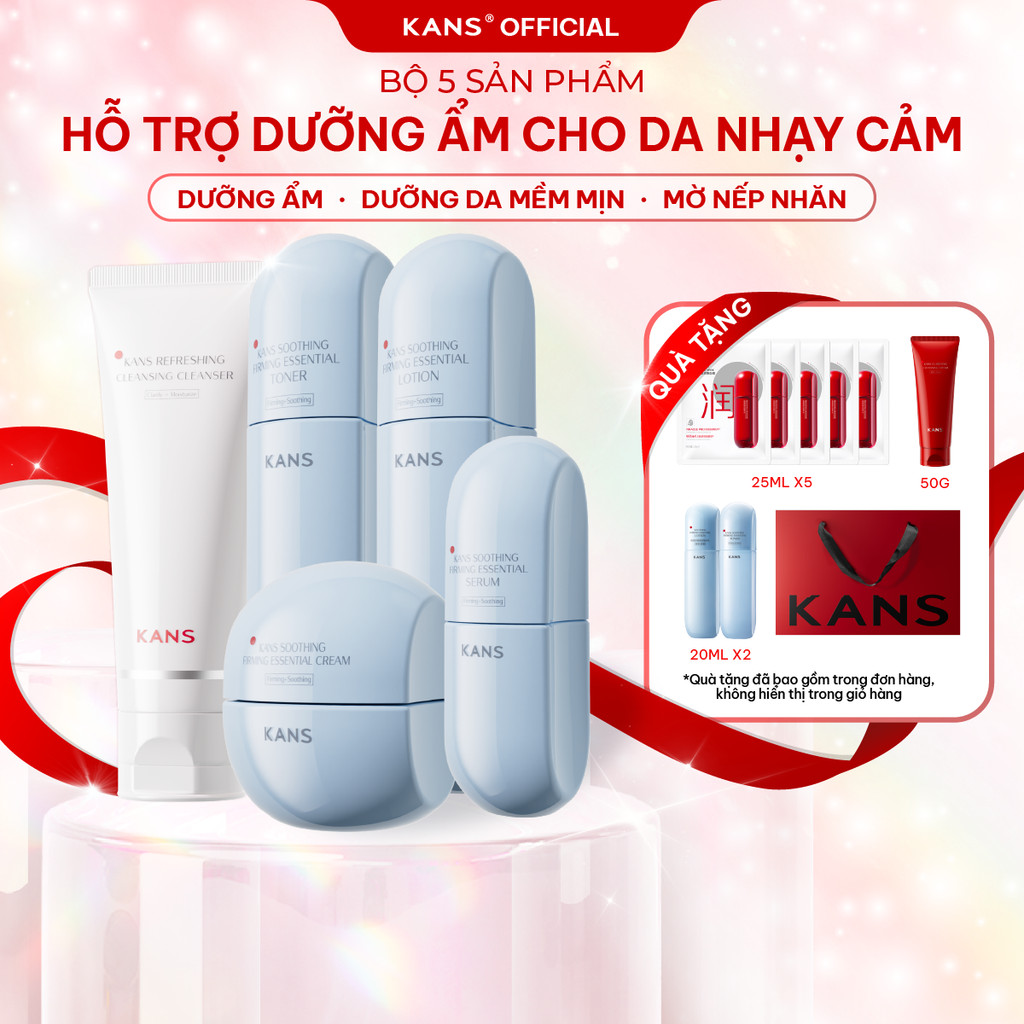[LIVE KOL] KANS Combo 5 Món Phục Hồi Da Nhạy Cảm Sữa Rửa Mặt - Toner - Lotion - Serum - Kem Dưỡng gi
