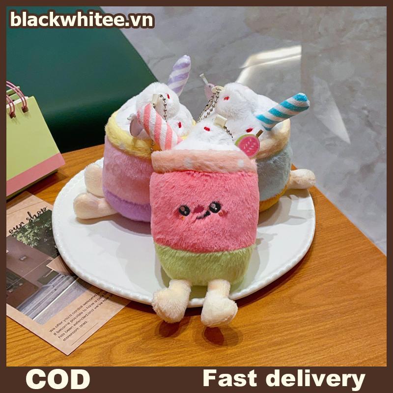 BWHTE Kawaii Sang Trọng Kem Smoothie Cup Móc Khóa Hoạt Hình Dễ Thương Búp Bê Nhồi Bông Cho Túi Xách 