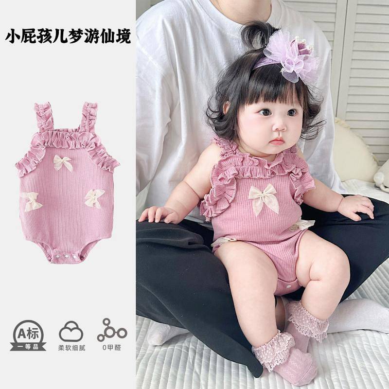 Clothes for Babies Summer Thin Baby Girl Onesie Summer Dress Western Style Baby Girl d2tD