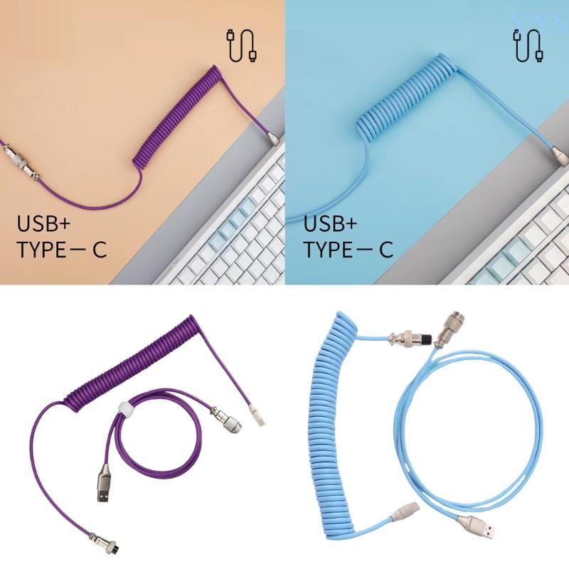 YYS Type C USB Cuộn Dây Bàn Phím Aviators Máy Tính Để Bàn Kết Nối Hàng Không