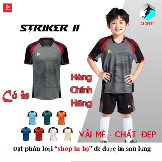 [Đồ trẻ em - chính hãng JustPlay] Bộ Striker II xám 2026 vải mè Quần áo bóng đá trẻ em cực đẹp không nhăn xù