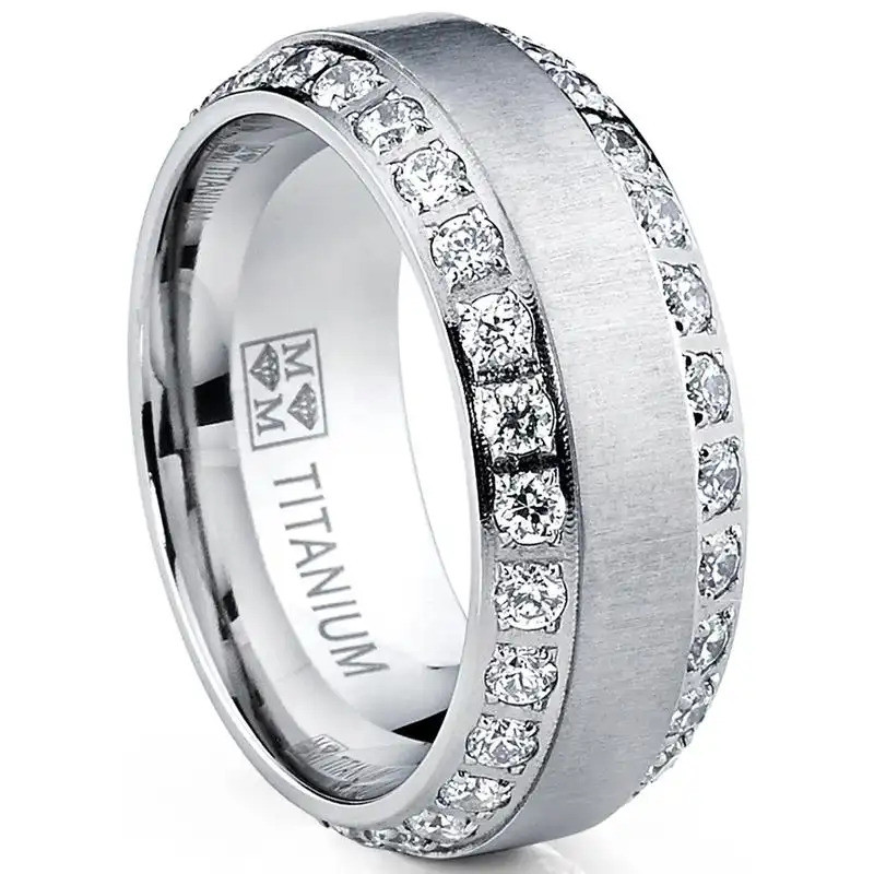 Nhẫn kim cương vĩnh cửu 1.8 carat, hợp kim titan mái vòm 8mm, phù hợp làm quà tặng đính hôn