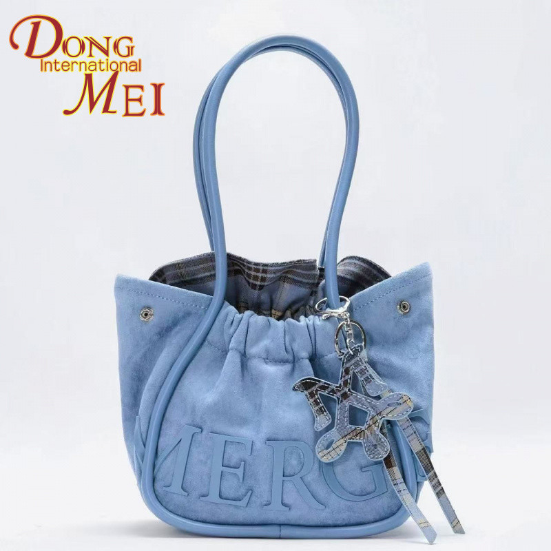 T Nhà Thiết Kế Thái Thương Hiệu MERGE Túi Tote Nhỏ Đeo Vai Túi Flannel Mặt Dây Chuyền Chữ Trang Trí