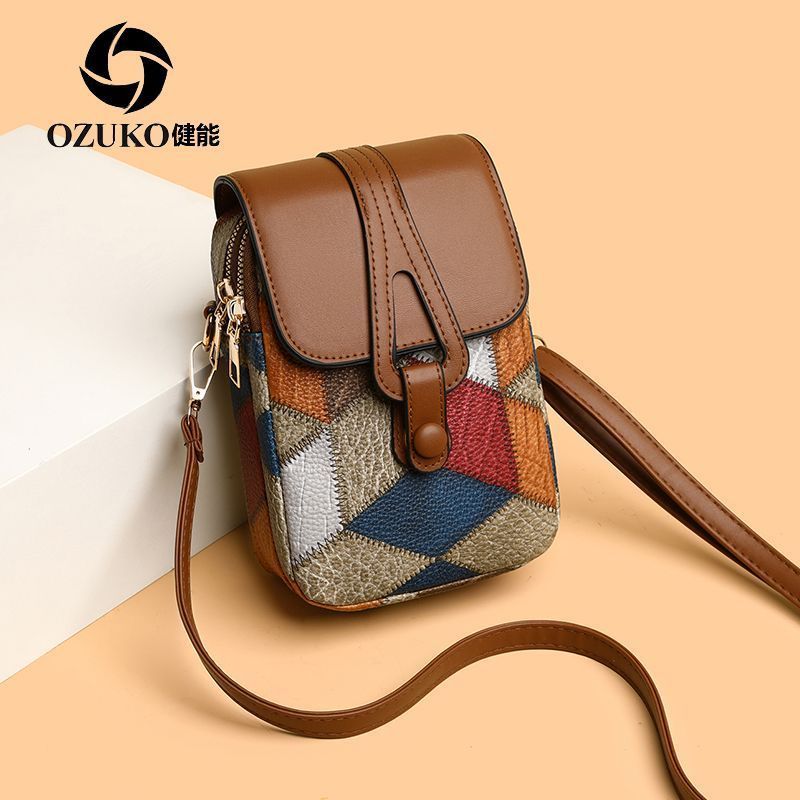 Túi đựng điện thoại đeo chéo Mini OZUKO, Ví nhỏ nhẹ hợp thời trang dành cho nữ, Dây đeo thông thường