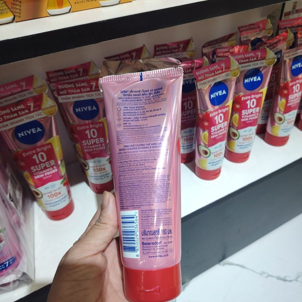 [Bán chạy] Kem chống nắng toàn thân Nivea Nivea Super Vitamin 100X Kem chống nắng phai màu Điểm tối 