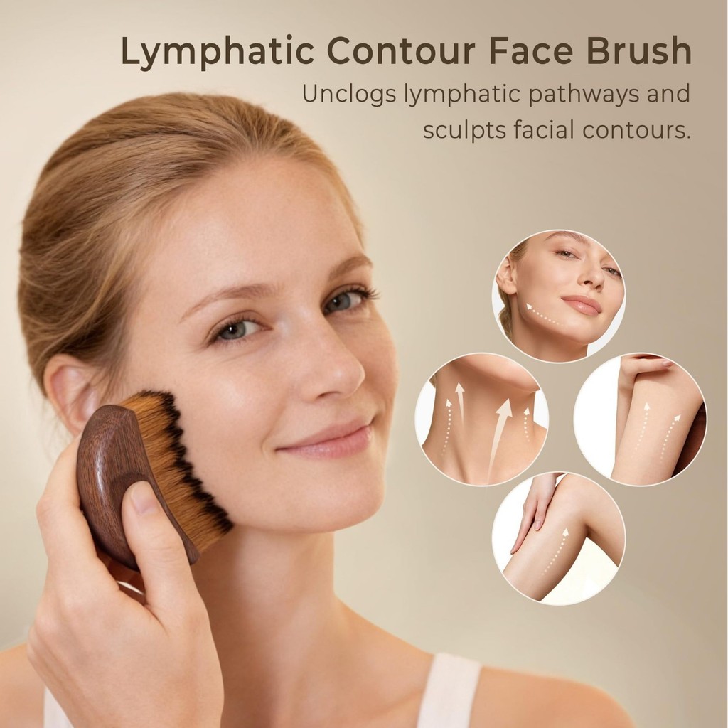 Hàng sẵn có Vận chuyển nhanh 2026 Phong cách mới LymphaticContourFace Walnut Lymphatic Brush Contour