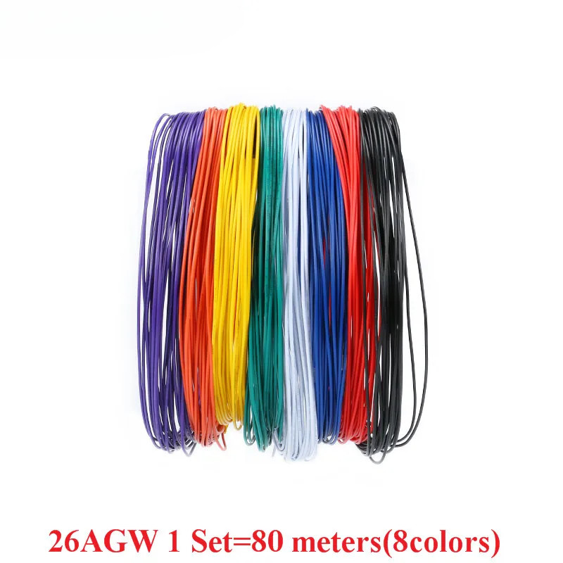 1 Bộ 10M 26AWG Dây Linh Hoạt Cáp PVC 26AWG 1.3mm Dây Đồng Đóng Hộp 8 Màu Cáp LED Cách Nhiệt Cho DIY 
