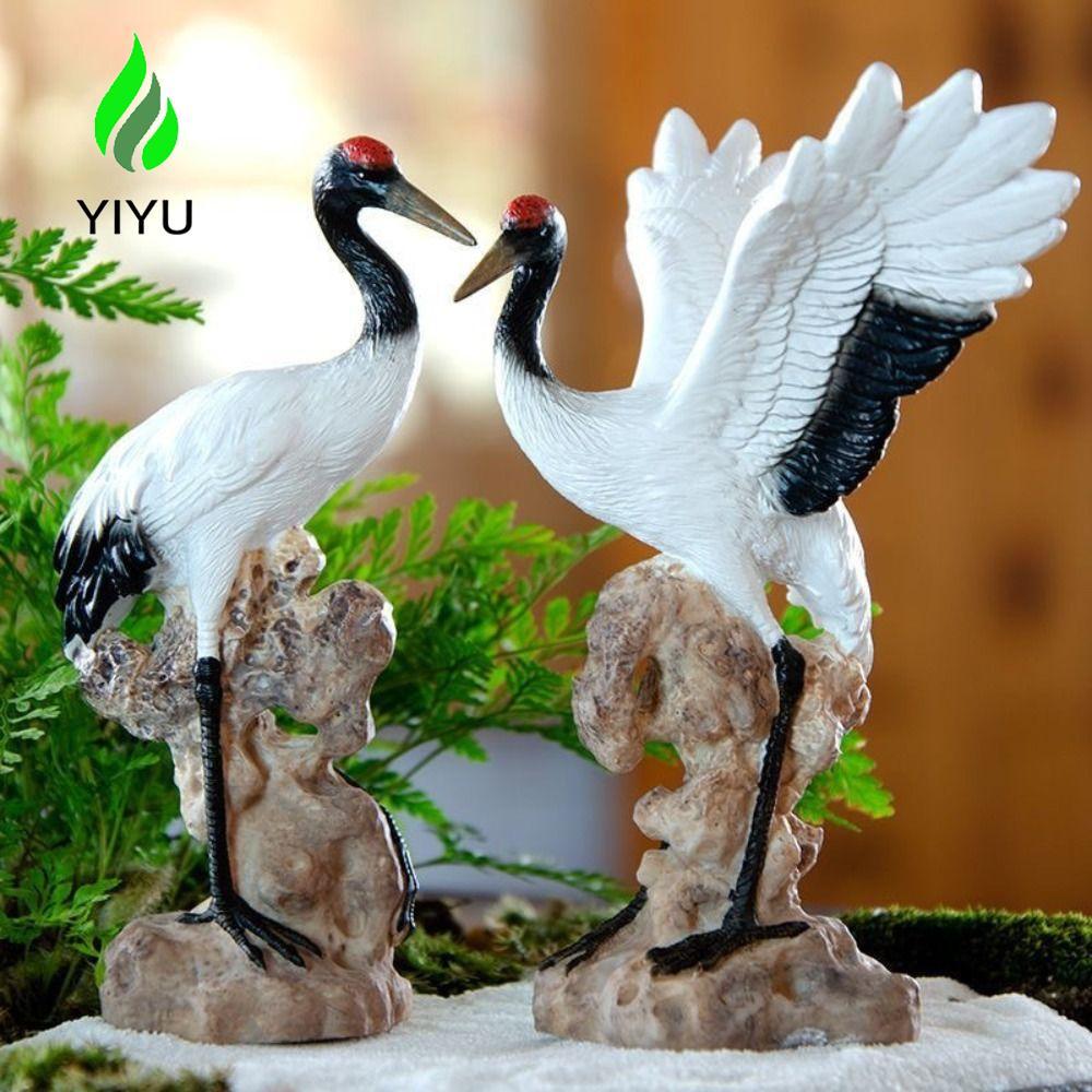 YIYU Fairy Crane Figurine, Phim hoạt hình Mini Fairy Crane Điêu khắc, Trang trí tủ TV Sáng tạo Tinh 