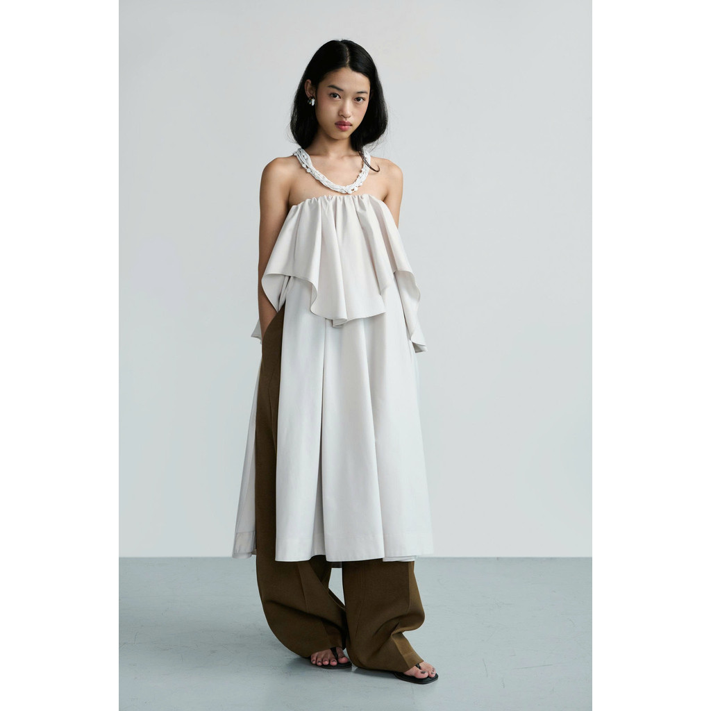 ÁO ỐNG /ou'ba:d/ Dáng Dài có thể phối thành VÁY màu Xám Kem xẻ tà hai bên size S M