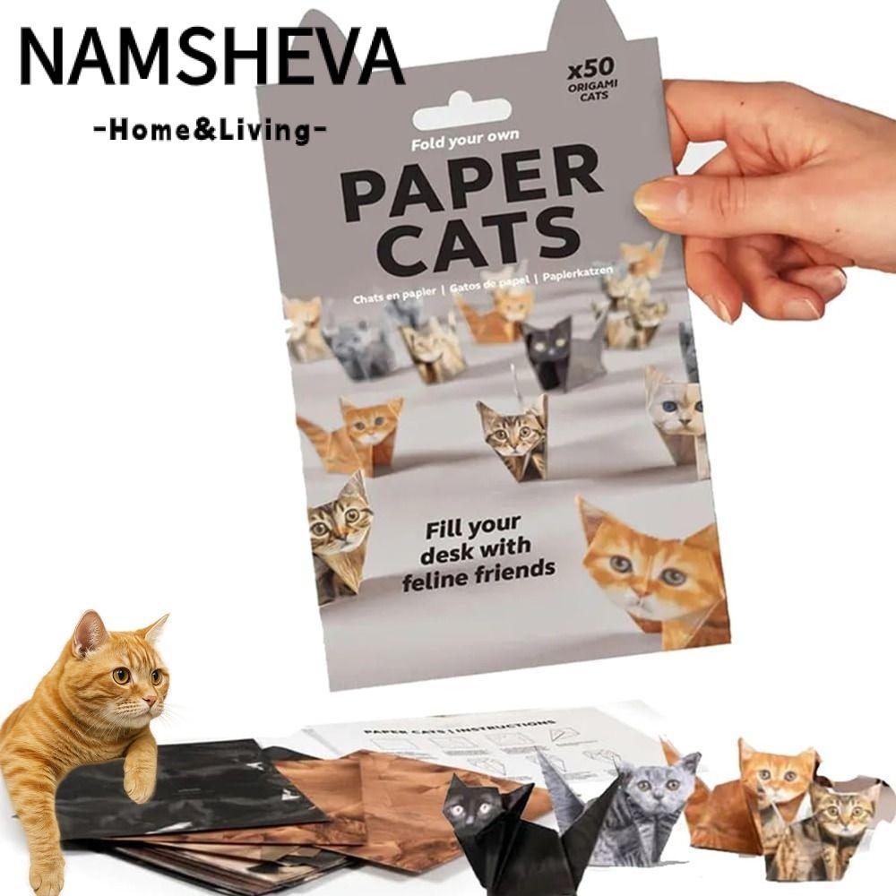 NAMSHEVA DIY Paper Cats Kit, Creative Cat Lovers Cute Kitten Origami Papercraft Kits, Trang trí bàn 