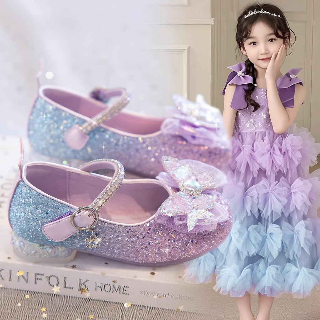 Giày Công Chúa Bé Gái 0 Xuân Thu Giày Trẻ Em Đế Mềm Pha Lê Bé Gái Biểu Diễn Giày Da Nhỏ-Years Old GZ