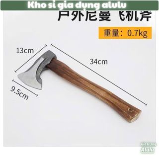 Rìu Đi Rừng Cán Gỗ Cao Cấp 0.7Kg – Rìu Sinh Tồn, Chặt Củi, Cắm Trại Dã Ngoại - Kho sỉ gia dụng alulu