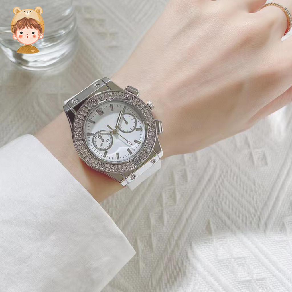 Đồng hồ unisex silicon đính kim cương thời trang và đa năng