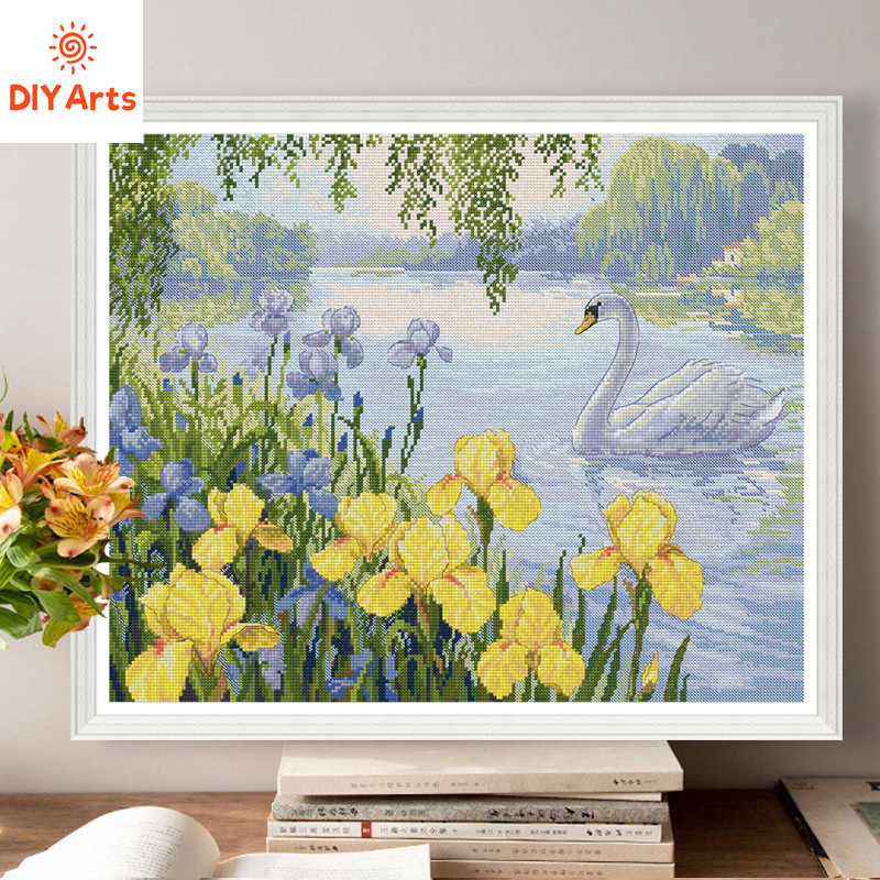 [DA] Lris and Swan 11CT Full Thêu Chữ Thập Hiện Đại Đơn Giản Trang Trí Tường 60x50cm