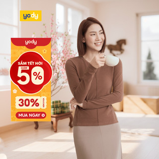   Áo giữ nhiệt nữ EXTRA-HEAT YODY dáng áo phông dài tay dáng ôm cổ tròn WCLT25F042 