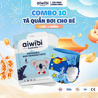 [Combo 10] Tã/Bỉm Quần Bơi Cao Cấp Aiwibi 1 Miếng/Gói, Nhiều Size M/L/XL/XXL/XXXL