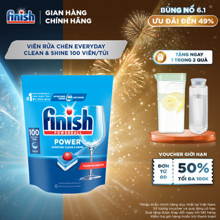  Viên Rửa Chén Bát Hương Chanh Finish Powerball Power Everyday Clean & Shine - Túi 100 viên siêu tiết kiệm 