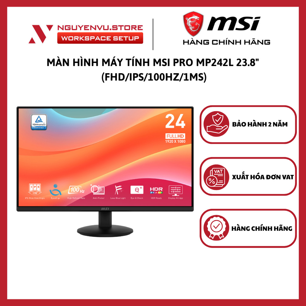 Màn hình MSI PRO MP242L 23.8 inch (FHD/IPS/100Hz/1ms) - Hàng Chính Hãng