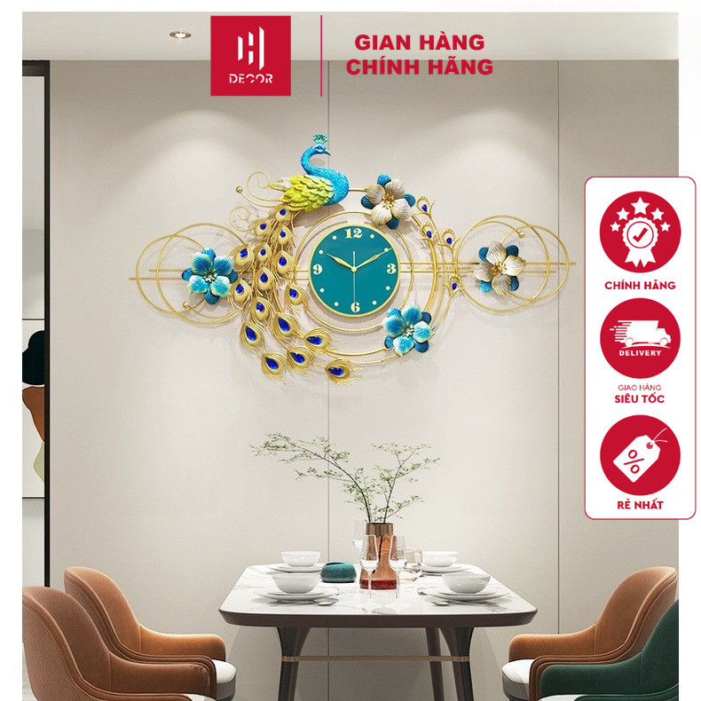 Đồng Hồ Treo Tường Trang Trí Công Phượng Tráng Gương Phong Cách Bắc Âu Sang Trọng Mã 2923 HDECOR