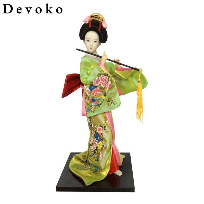 Devoko 12 "Geisha Nhật Bản, Búp bê Kimono, Búp bê phương Đông Điêu khắc truyền thống Dân tộc Nhật Bả
