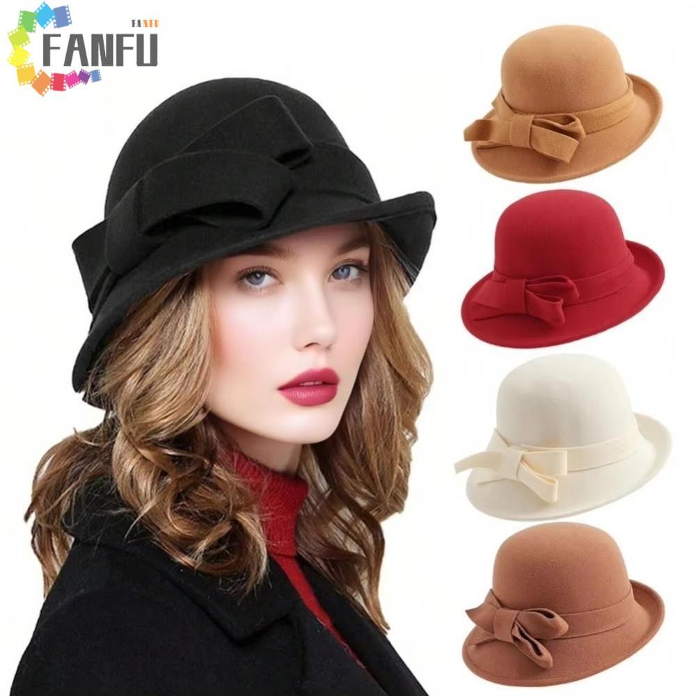 Mũ Len và Mũ Nơ Panama FANFUZOUZU - Phong Cách Fedora Classic Cho Phụ Nữ