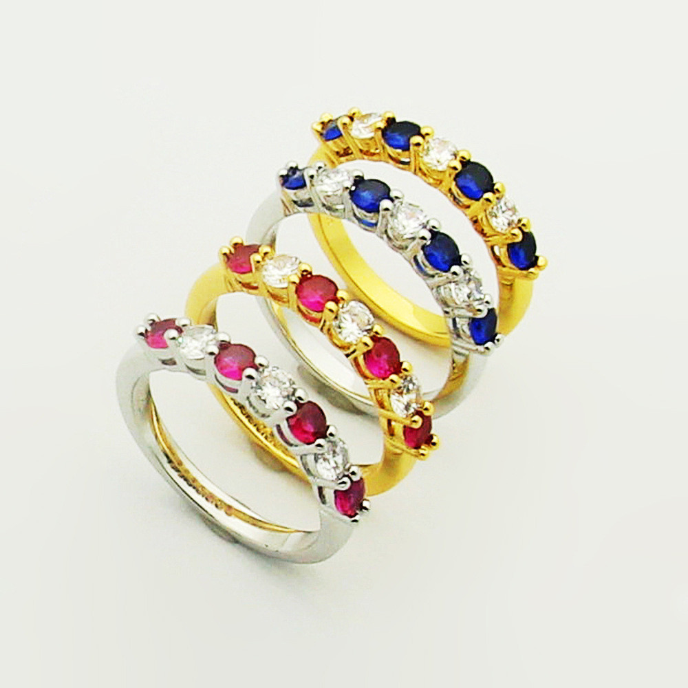 T Letters forever Half-circle ring with diamonds for women, white diamond, blue diamond, and rose re