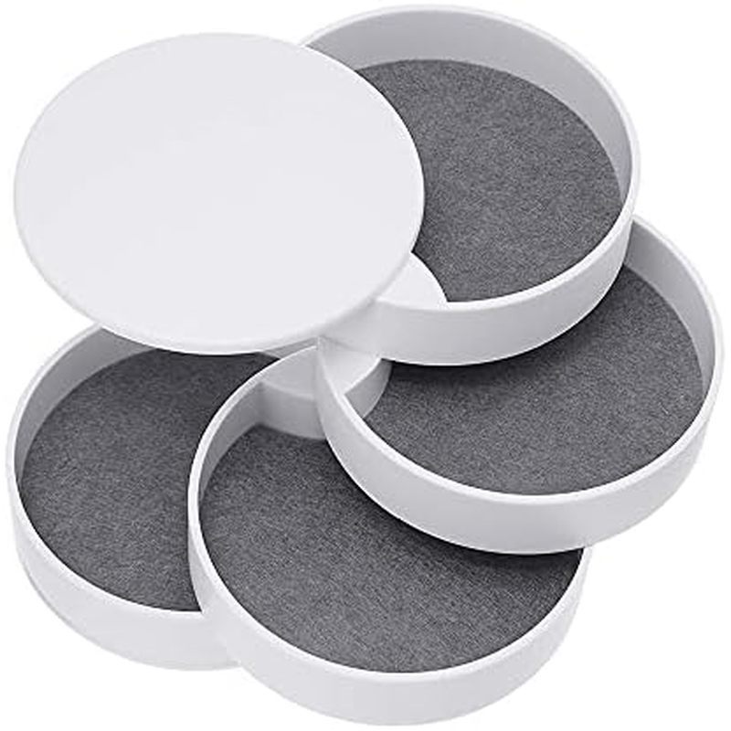 Jewelry Organizer Small Jewelry Storage Box 4-Layer Rotating Travel Jewelry Tray Holder for Women Br