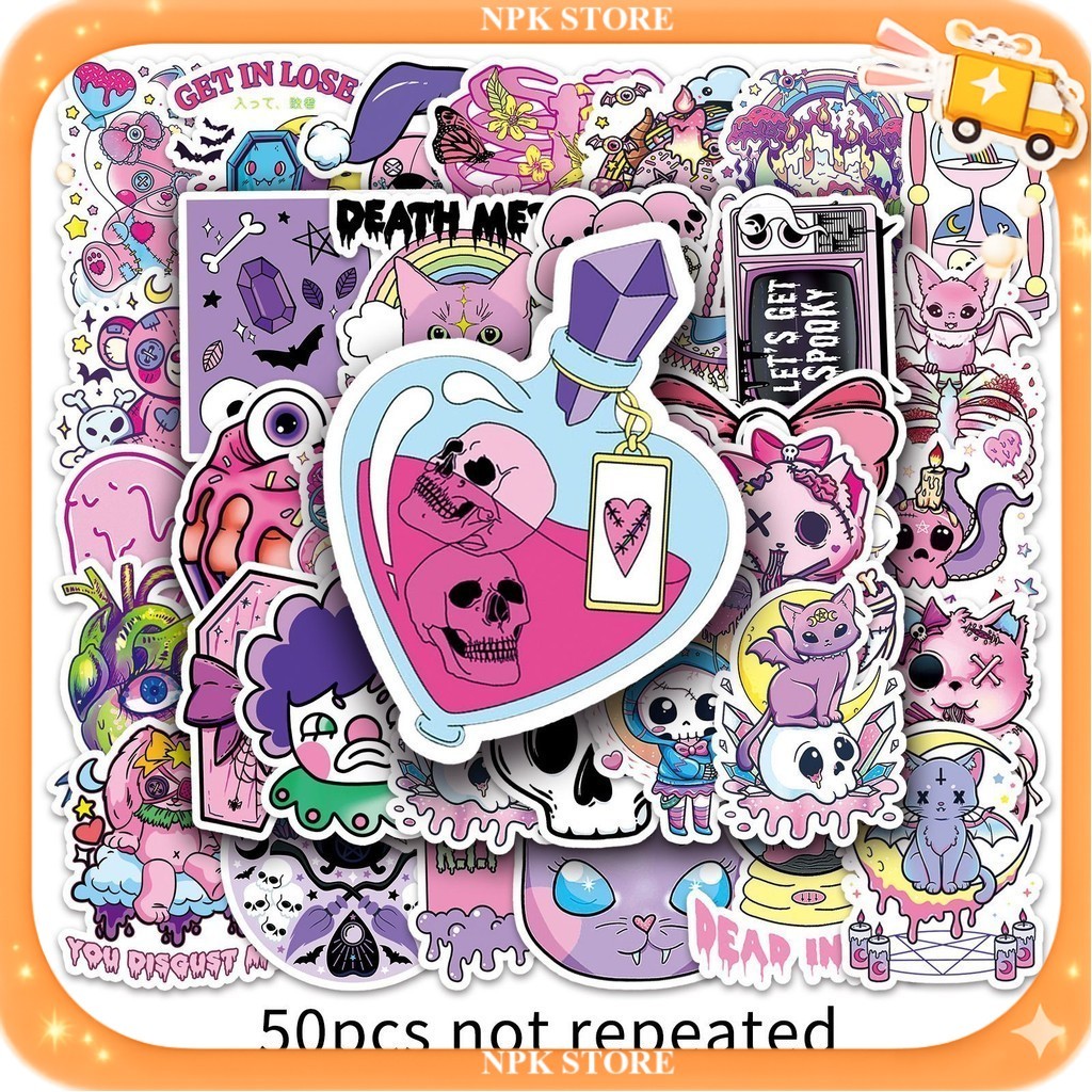 Bộ 50 Ghost Skull Dark Pastel Gothic Item Sticker