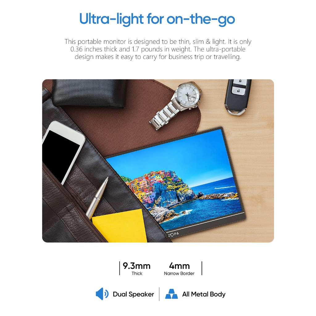 Màn Hình Di Động ARZOPA Z1C 16.1" IPS FHD | 100% sRGB | HDR | USB-C HDMI | Chính Hãng | Hỏa Tốc | BigBuy360 - bigbuy360.vn