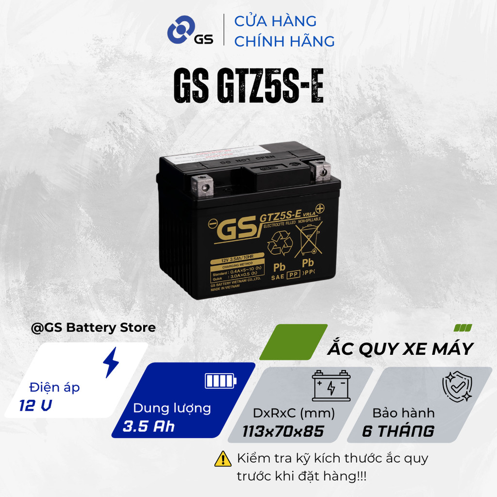 Bình acquy 12V 3.5Ah GS GTZ5S-E - Siêu bền, đề nổ mạnh mẽ (Đọc kỹ mô tả)