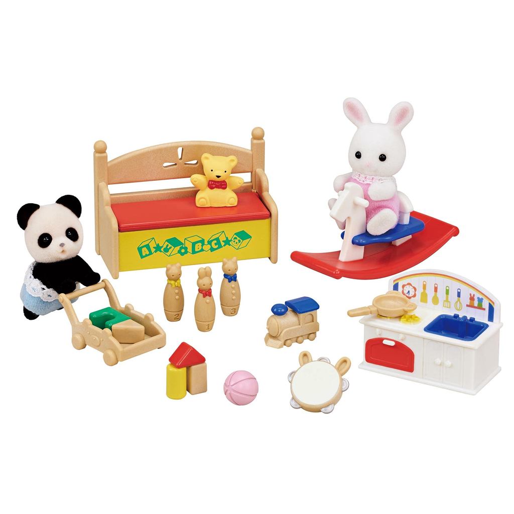 Sylvanian Families Dolls & Furniture Set [Toy-Filled Set — White Rabbit & Baby Panda] DF-20 ST Mark 