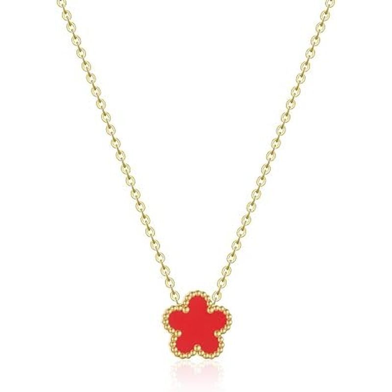 18K Gold Plated Clover Necklace for Women, Four Leaf Flower Lucky 4 Leaf Necklace Pendant Dainty Jew