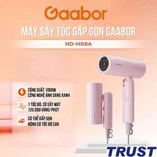 Máy Sấy Tóc Gaabor HD-M08A 1000W, Gấp gọn, 2 chế độ nóng lạnh, BH 12T - Chính Hãng