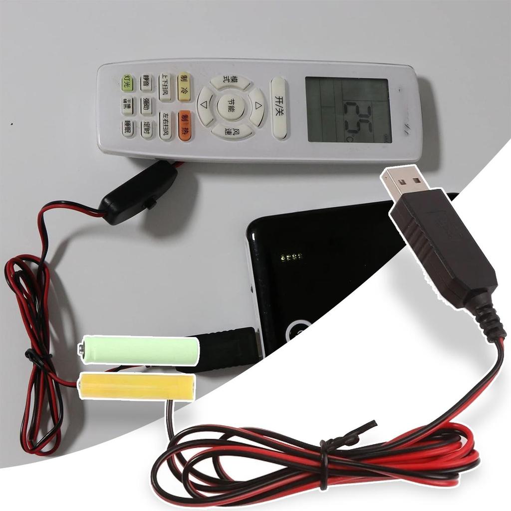 Cáp chuyển đổi pin USB sang 3V Chiều dài 1m 5V USB sang 3V Dây chuyển đổi sạc để sạc pin AA AAA Thay