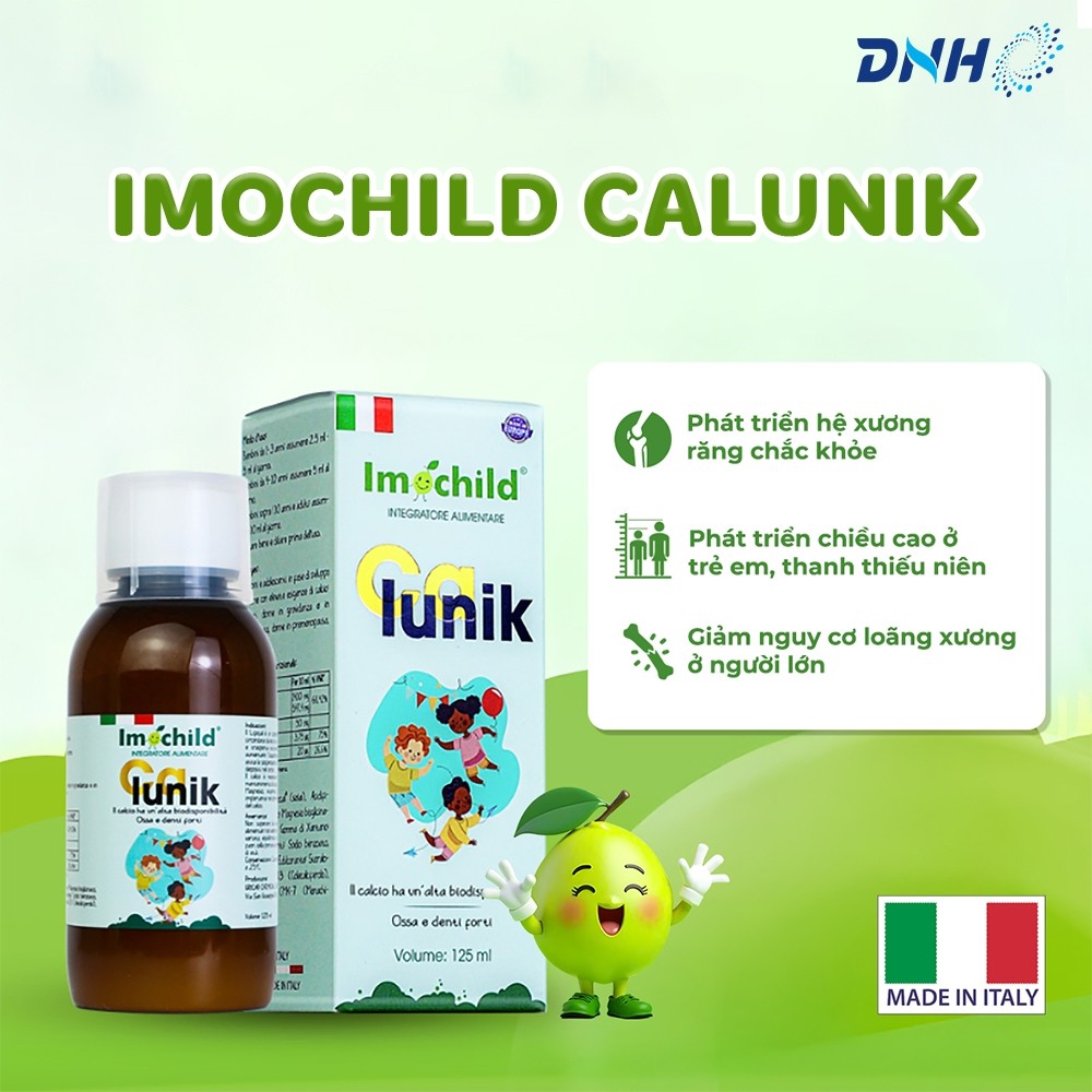 Canxi Sinh Học, Canxi cho bé, canxi Imochild Calunik Hỗ Trợ Phát Triển Chiều Cao Cho Bé - Lọ 125ml